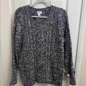 Old Navy Black and White Marled Sweater